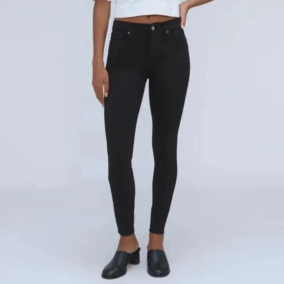 Everlane Mid-Rise Ankle Skinny Jeans Cotton Black Size 25 - Picture 1 of 12